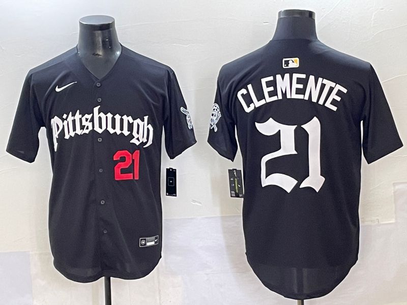 Men 2025 Pittsburgh Pirates #21 Clemente Black Five generations Joint Name Nike MLB Jersey style 4->pittsburgh pirates->MLB Jersey